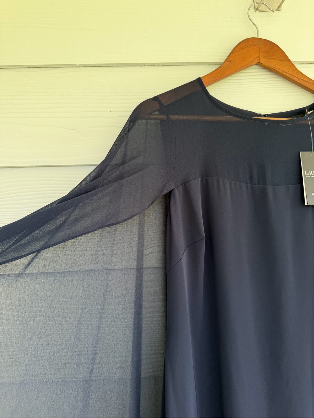 Lauren Ralph Lauren Navy Cape Sleeve Evening Gown Dress Women’s Size 10 NWT - Picture 11 of 12